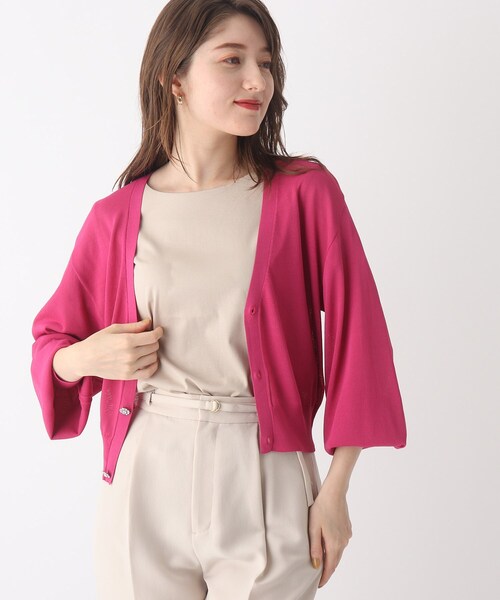 index(インデックス)の「◆ビジューボタンVあきカーディガン【WEB限定サイズ】(カーディガン/ボレロ・レディース・ブラック/ライトグレー/ピンク系・36/40/42/38)」の1枚目の写真