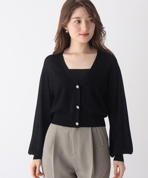 index(インデックス)の「◆ビジューボタンVあきカーディガン【WEB限定サイズ】(カーディガン/ボレロ・レディース・ブラック/ライトグレー/ピンク系・36/40/42/38)」の8枚目の写真