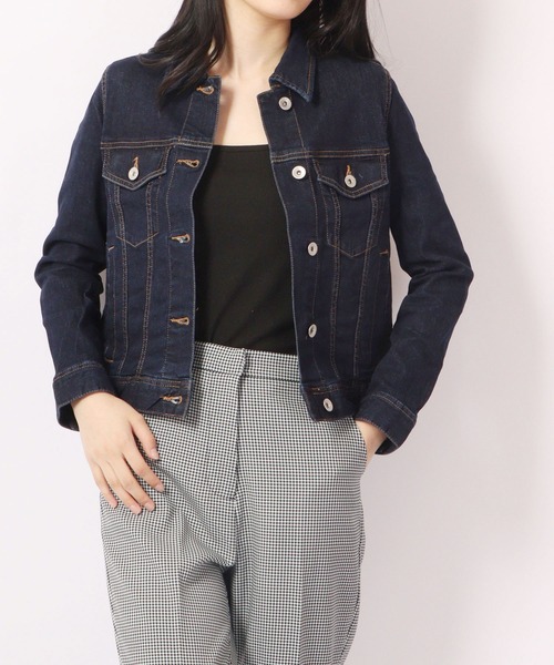 FUNALIVE(ファンアライブ)の「ONE GLASS JEANS ストレッチ ライトオンス デニム ジャケット Gジャン(デニムジャケット・レディース・ネイビー/サックスブルー/ブルー・M/L/S)」の1枚目の写真