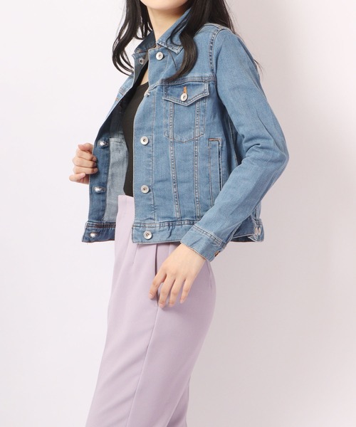 FUNALIVE(ファンアライブ)の「ONE GLASS JEANS ストレッチ ライトオンス デニム ジャケット Gジャン(デニムジャケット・レディース・ネイビー/サックスブルー/ブルー・M/L/S)」の15枚目の写真