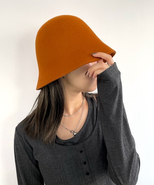WHO'S WHO gallery（フーズフーギャラリー）の「ウールハット（ハット・レディース・ベージュ/オレンジ/ブラック/ブラウン・FREE）」の4枚目の写真