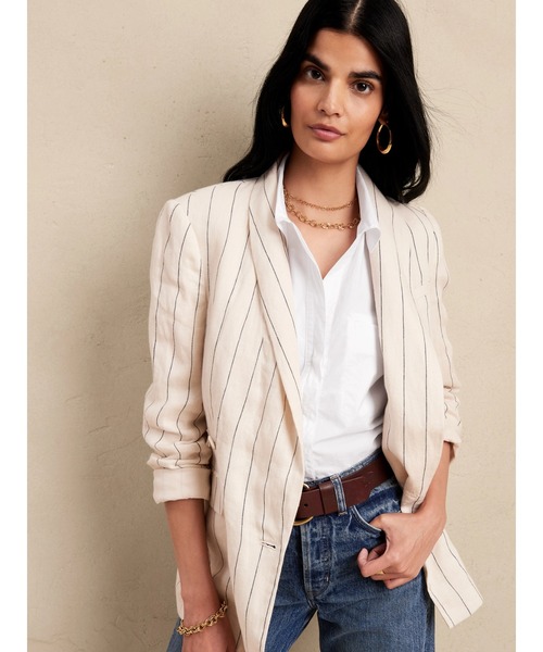 Banana Republic(バナナリパブリック)の「オーバーサイズ チュニックシャツ(シャツ/ブラウス・レディース・マルチ/ホワイト/ブラック/ストライプ・S/L/XS/M)」の5枚目の写真