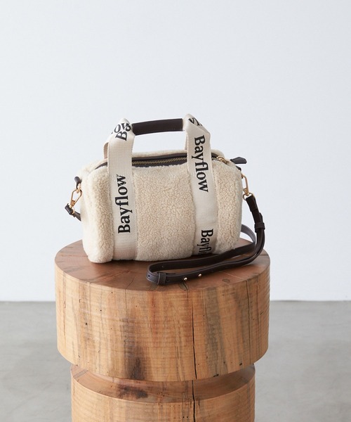 BAYFLOW（ベイフロー）の「ロゴテープボアドラム（ショルダーバッグ・レディース・ベージュ/アイボリー・FREE）」の6枚目の写真