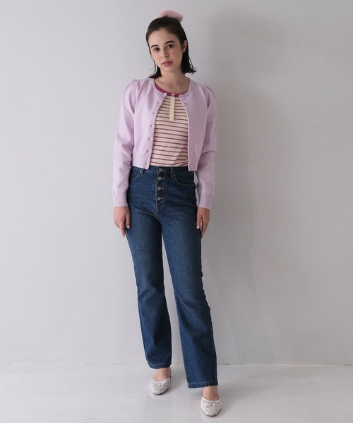 ショート丈 ハート釦カーディガン TINA：JOJUN（カーディガン/ボレロ）｜TINA：JOJUN（ティーナジョジュン）