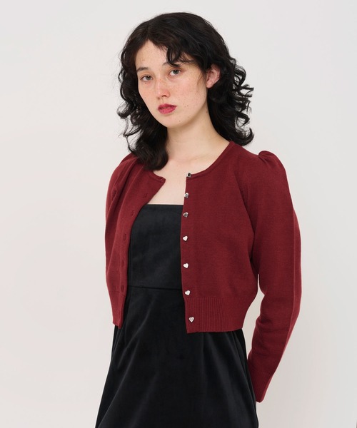 ショート丈 ハート釦カーディガン TINA：JOJUN（カーディガン/ボレロ）｜TINA：JOJUN（ティーナジョジュン）