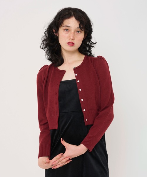 ショート丈 ハート釦カーディガン TINA：JOJUN（カーディガン/ボレロ）｜TINA：JOJUN（ティーナジョジュン）