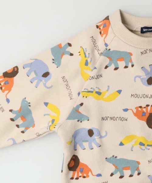 Moujonjon（ムージョンジョン）の「柄込総柄裏毛トレーナー（スウェット・キッズ・モスグリーン/オートミール・110/120/100/80/90）」の7枚目の写真