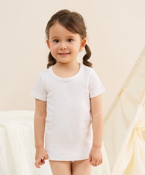 combimini（コンビミニ）の「半袖Ｔシャツ２枚組（Tシャツ/カットソー・キッズ・オフホワイト/キナリ/ホワイト・130/120/110/100/90/80/140）」の4枚目の写真