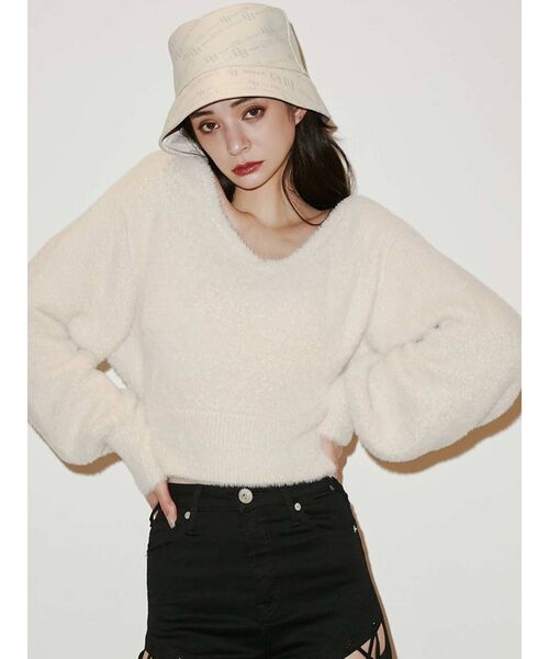 GYDA（ジェイダ）の「GYDA MONOGRAM PATTERNバケットハット（ハット・レディース・アイボリー/ブラック・FREE）」の6枚目の写真