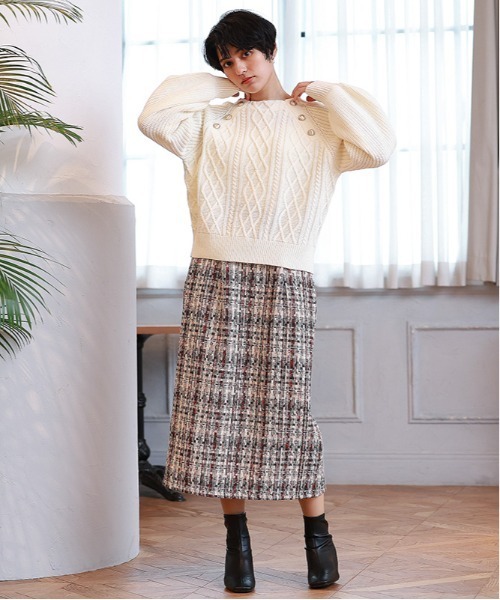 LOUISE ODIER(ルイーズオディール)の「MIXツイードタイトスカート(スカート・レディース・ライトグレー/パープル/レッド/ブラック・MEDIUM)」の17枚目の写真