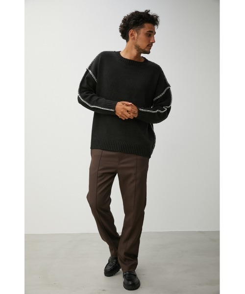 AZUL by moussy（アズールバイマウジー）の「STITCH COCKTAIL COLOR KNIT/ステッチカクテルカラーニット（ニット/セーター・メンズ・ベージュ/ピンク/グリーン/ブラック/オフホワイト・MEDIUM/LARGE）」の17枚目の写真