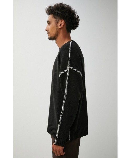 AZUL by moussy（アズールバイマウジー）の「STITCH COCKTAIL COLOR KNIT/ステッチカクテルカラーニット（ニット/セーター・メンズ・ベージュ/ピンク/グリーン/ブラック/オフホワイト・MEDIUM/LARGE）」の19枚目の写真