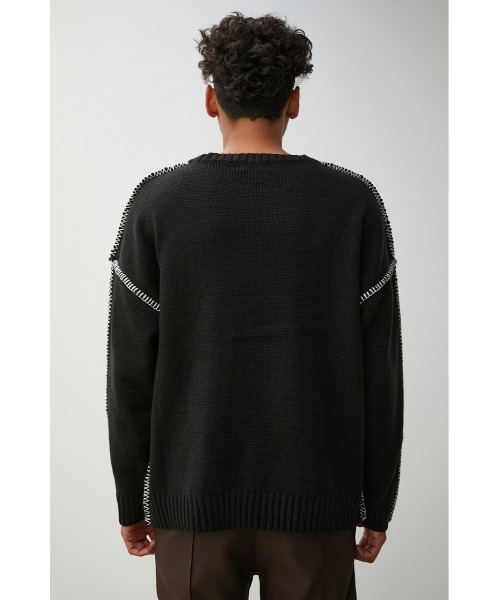 AZUL by moussy（アズールバイマウジー）の「STITCH COCKTAIL COLOR KNIT/ステッチカクテルカラーニット（ニット/セーター・メンズ・ベージュ/ピンク/グリーン/ブラック/オフホワイト・MEDIUM/LARGE）」の20枚目の写真