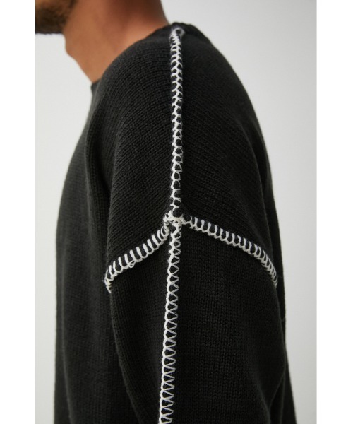 AZUL by moussy（アズールバイマウジー）の「STITCH COCKTAIL COLOR KNIT/ステッチカクテルカラーニット（ニット/セーター・メンズ・ベージュ/ピンク/グリーン/ブラック/オフホワイト・MEDIUM/LARGE）」の22枚目の写真