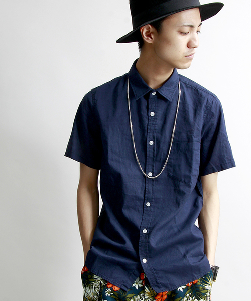 WEGO(ウィゴー)の「WEGO/フレンチリネンMIXシャツ(シャツ/ブラウス・メンズ・ホワイト/ライム/サックスブルー/ネイビー/ライトイエロー/レッド・SMALL/MEDIUM/LARGE)」の3枚目の写真