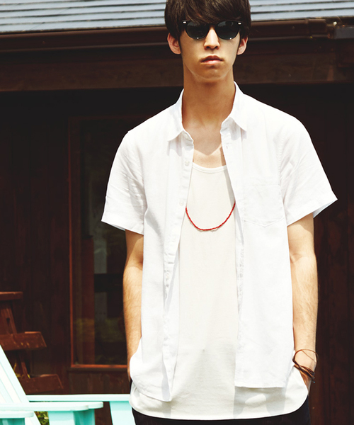 WEGO(ウィゴー)の「WEGO/フレンチリネンMIXシャツ(シャツ/ブラウス・メンズ・ホワイト/ライム/サックスブルー/ネイビー/ライトイエロー/レッド・SMALL/MEDIUM/LARGE)」の2枚目の写真