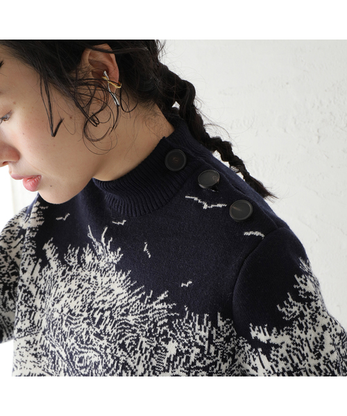 mii(ミー)の「【Mii / ミイ】KNITTED WOOL JQ SWEATE:ニット(ニット/セーター・レディース・ネイビー・MEDIUM)」の2枚目の写真