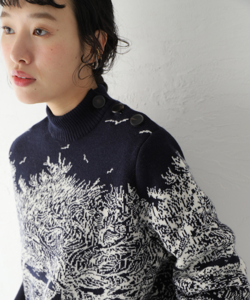 mii(ミー)の「【Mii / ミイ】KNITTED WOOL JQ SWEATE:ニット(ニット/セーター・レディース・ネイビー・MEDIUM)」の3枚目の写真