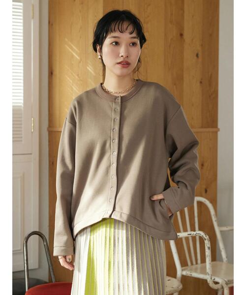 CRAFT STANDARD BOUTIQUE(クラフトスタンダードブティック)の「裏起毛カーディガン *(カーディガン/ボレロ・レディース・チャコールグレー/カーキ/アイボリー/レッド/モカ/パープル・L/M)」の10枚目の写真