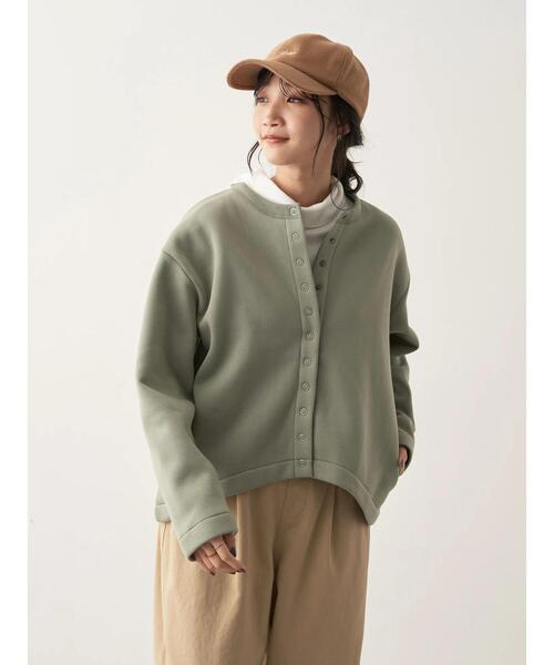 CRAFT STANDARD BOUTIQUE(クラフトスタンダードブティック)の「裏起毛カーディガン *(カーディガン/ボレロ・レディース・チャコールグレー/カーキ/アイボリー/レッド/モカ/パープル・L/M)」の11枚目の写真
