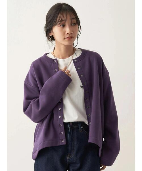 CRAFT STANDARD BOUTIQUE(クラフトスタンダードブティック)の「裏起毛カーディガン *(カーディガン/ボレロ・レディース・チャコールグレー/カーキ/アイボリー/レッド/モカ/パープル・L/M)」の12枚目の写真