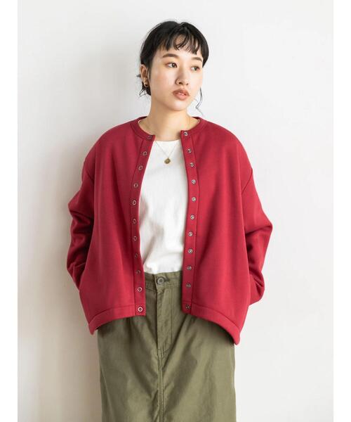 CRAFT STANDARD BOUTIQUE(クラフトスタンダードブティック)の「裏起毛カーディガン *(カーディガン/ボレロ・レディース・チャコールグレー/カーキ/アイボリー/レッド/モカ/パープル・L/M)」の13枚目の写真