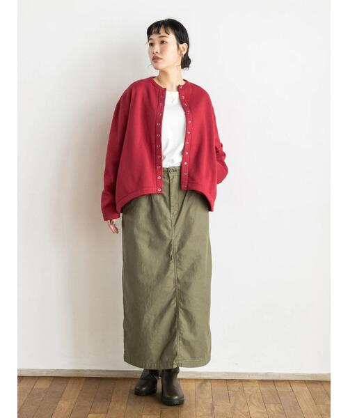 CRAFT STANDARD BOUTIQUE(クラフトスタンダードブティック)の「裏起毛カーディガン *(カーディガン/ボレロ・レディース・チャコールグレー/カーキ/アイボリー/レッド/モカ/パープル・L/M)」の17枚目の写真