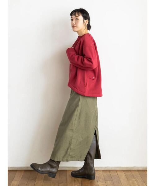 CRAFT STANDARD BOUTIQUE(クラフトスタンダードブティック)の「裏起毛カーディガン *(カーディガン/ボレロ・レディース・チャコールグレー/カーキ/アイボリー/レッド/モカ/パープル・L/M)」の18枚目の写真
