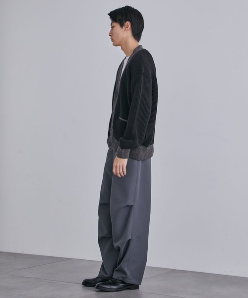 UNITED TOKYO（ユナイテッドトウキョウ）の「カラーラインウールオーバーカーディガン（カーディガン/ボレロ・メンズ・ブラック/バーガンディー/ブルー・1/2）」の5枚目の写真