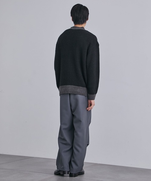 UNITED TOKYO（ユナイテッドトウキョウ）の「カラーラインウールオーバーカーディガン（カーディガン/ボレロ・メンズ・ブラック/バーガンディー/ブルー・1/2）」の6枚目の写真