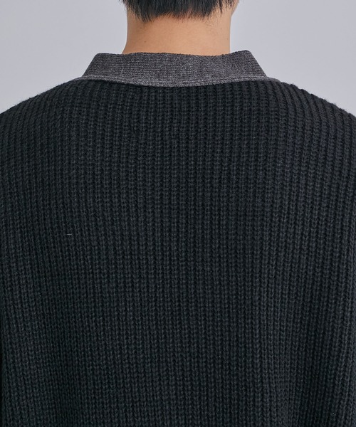UNITED TOKYO（ユナイテッドトウキョウ）の「カラーラインウールオーバーカーディガン（カーディガン/ボレロ・メンズ・ブラック/バーガンディー/ブルー・1/2）」の13枚目の写真