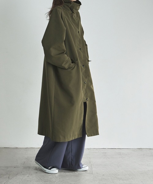 etoll.（エトル）の「コーデュロイカラーワークコート（ステンカラーコート・レディース・ブラック/カーキ/アイボリー・M）」の10枚目の写真