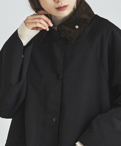 etoll.（エトル）の「コーデュロイカラーワークコート（ステンカラーコート・レディース・ブラック/カーキ/アイボリー・M）」の22枚目の写真