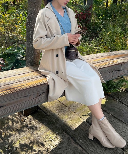 Lamoa（ラモア）の「Lamoa/オーバーサイズ ロング チェスターコート（チェスターコート・レディース・アイボリー/ブラック・FREE）」の6枚目の写真