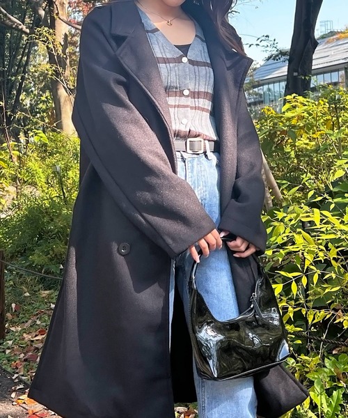 Lamoa（ラモア）の「Lamoa/オーバーサイズ ロング チェスターコート（チェスターコート・レディース・アイボリー/ブラック・FREE）」の13枚目の写真