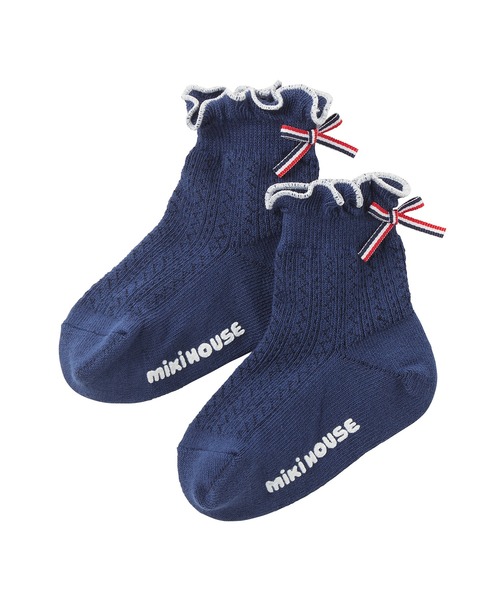 MIKI HOUSE（ミキハウス）の「ショートクルーソックス（ソックス/靴下・キッズ・ホワイト/ネイビー・17-19cm/11-13cm/15-17cm/19-21cm/13-15cm）」の2枚目の写真