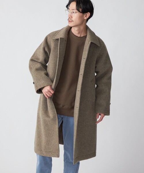 SHIPS（シップス）の「SHIPS: ウール シャギー ボンディング ラグランコート（ステンカラーコート・メンズ・ダークグレー/ベージュ・SMALL/MEDIUM/LARGE/X-LARGE）」の5枚目の写真