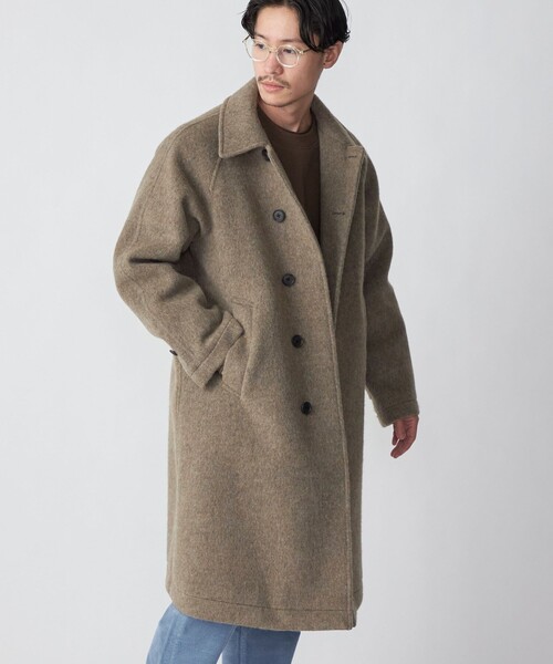 SHIPS（シップス）の「SHIPS: ウール シャギー ボンディング ラグランコート（ステンカラーコート・メンズ・ダークグレー/ベージュ・SMALL/MEDIUM/LARGE/X-LARGE）」の8枚目の写真
