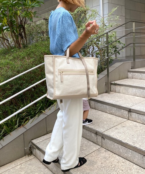 ソルプレーサ キャンバストートバッグ Mサイズ ○バイカラーキャンバストートバッグ（Mサイズ） 軽量/パソコン収納/お