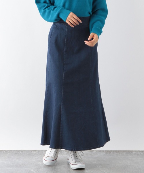 GLOBAL WORK（グローバルワーク）の「スゴラクストレッチセミフレアスカート/163417（スカート・レディース・ブラック/ブラウン/インディゴブルー/アイボリー・MEDIUM/LARGE）」の4枚目の写真