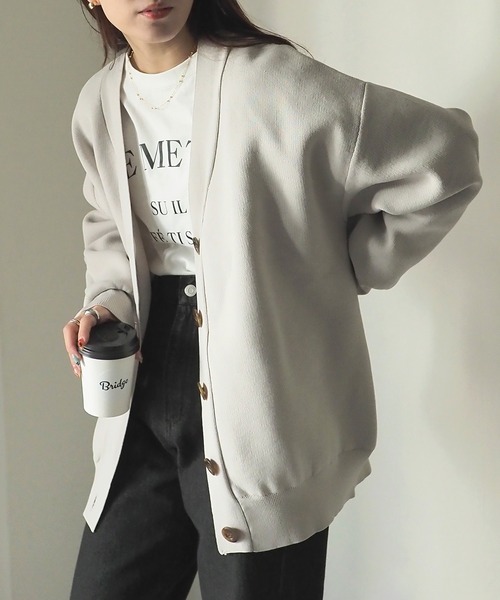 Riberry（リベリー）の「スポンジニットカーディガン（カーディガン/ボレロ・レディース・グレー/ミント/オフホワイト/ブラック・MEDIUM）」の3枚目の写真