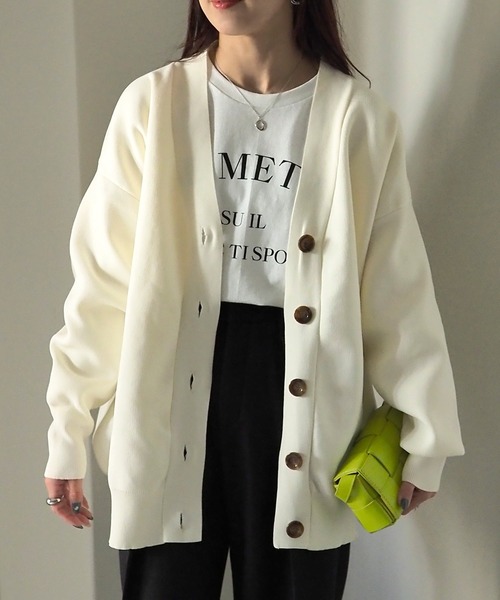 Riberry（リベリー）の「スポンジニットカーディガン（カーディガン/ボレロ・レディース・グレー/ミント/オフホワイト/ブラック・MEDIUM）」の6枚目の写真