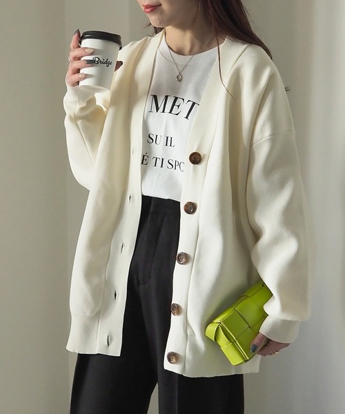 Riberry（リベリー）の「スポンジニットカーディガン（カーディガン/ボレロ・レディース・グレー/ミント/オフホワイト/ブラック・MEDIUM）」の7枚目の写真