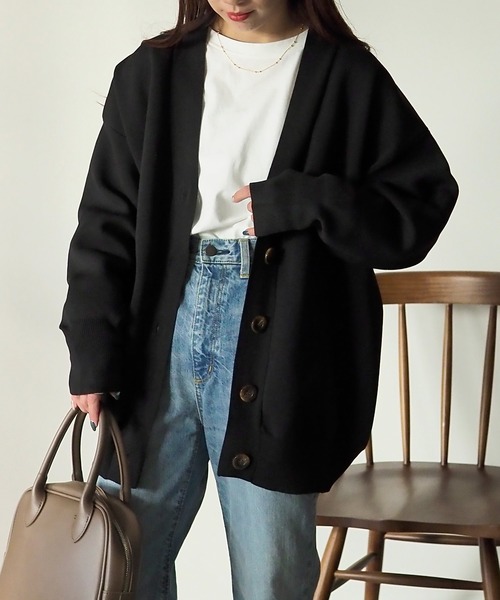 Riberry（リベリー）の「スポンジニットカーディガン（カーディガン/ボレロ・レディース・グレー/ミント/オフホワイト/ブラック・MEDIUM）」の12枚目の写真