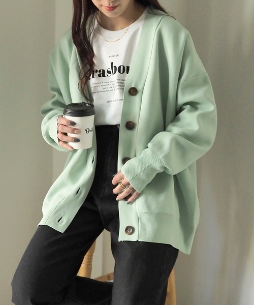 Riberry（リベリー）の「スポンジニットカーディガン（カーディガン/ボレロ・レディース・グレー/ミント/オフホワイト/ブラック・MEDIUM）」の10枚目の写真