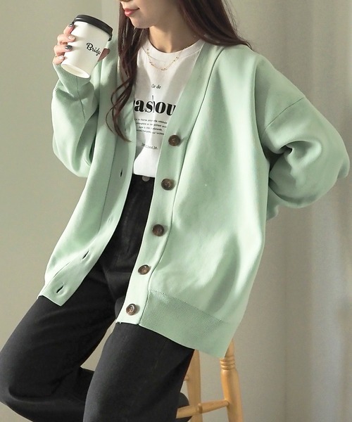 Riberry（リベリー）の「スポンジニットカーディガン（カーディガン/ボレロ・レディース・グレー/ミント/オフホワイト/ブラック・MEDIUM）」の9枚目の写真