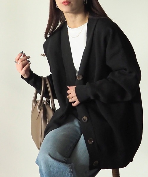 Riberry（リベリー）の「スポンジニットカーディガン（カーディガン/ボレロ・レディース・グレー/ミント/オフホワイト/ブラック・MEDIUM）」の14枚目の写真