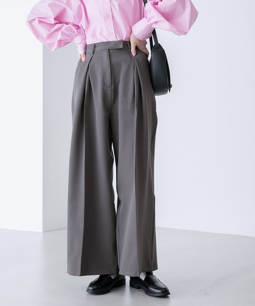 BONLECILL（ボンルシール）の「コクーンシルエット タックワイドスラックス（スラックス・レディース・ブラック/チャコールグレー・M/L）」の2枚目の写真