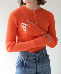 HER CLOSET | 【shemoshelly】WEB限定ヘンリーネックフィンガーホールシアーリブニット(ニット/セーター)