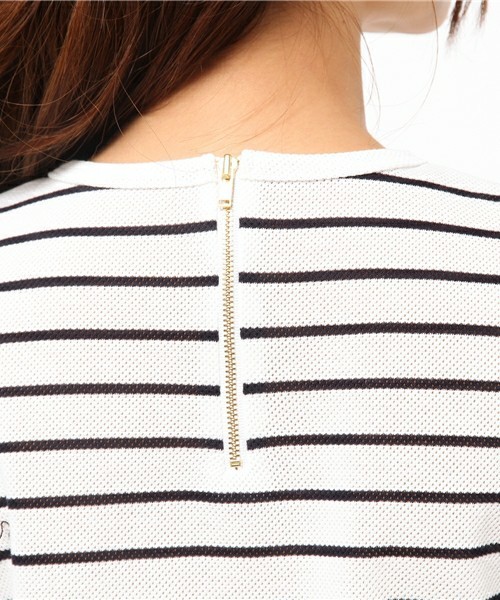 Khaju（カージュ）の「Khaju:フラワーレース×ボーダーワンピース□（ワンピース・レディース・ホワイト/グレー/ネイビー・ONE SIZE）」の7枚目の写真